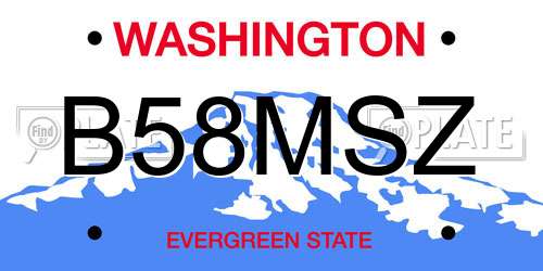 B58MSZ Washington License Plate
