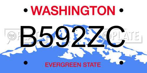 B592ZC Washington License Plate
