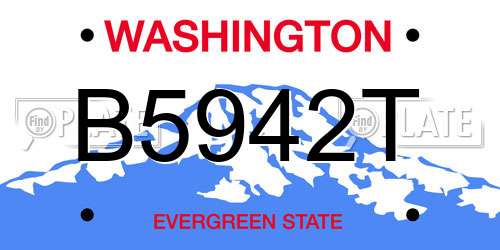 B5942T Washington License Plate