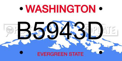 B5943D Washington License Plate