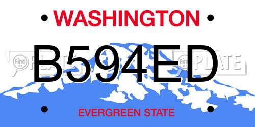 B594ED Washington License Plate
