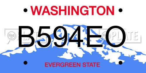 B594EO Washington License Plate