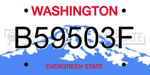 B59503F Washington License Plate