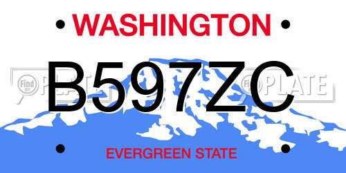 B597ZC Washington License Plate