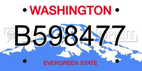 B598477 Washington License Plate