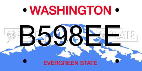 B598EE Washington License Plate