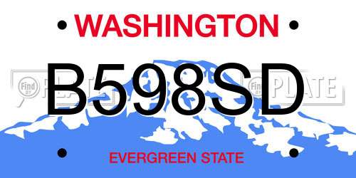 B598SD Washington License Plate