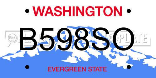 B598SO Washington License Plate