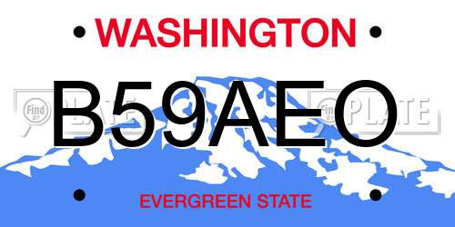 B59AEO Washington License Plate