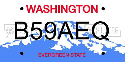 B59AEQ Washington License Plate