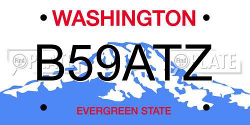 B59ATZ Washington License Plate