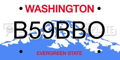 B59BBO Washington License Plate