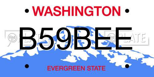 B59BEE Washington License Plate