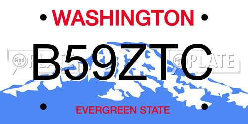 B59ZTC Washington License Plate