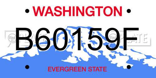 B60159F Washington License Plate