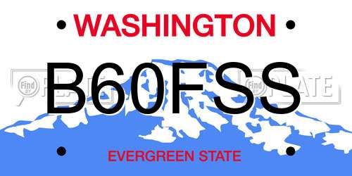 B60FSS Washington License Plate