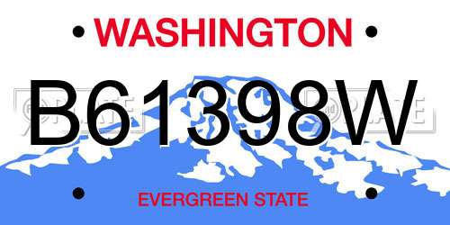 B61398W Washington License Plate