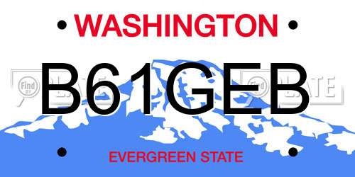 B61GEB Washington License Plate