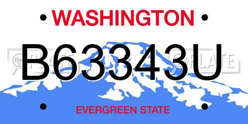B63343U Washington License Plate