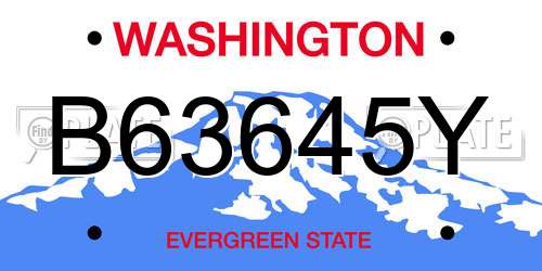 B63645Y Washington License Plate
