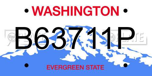 B63711P Washington License Plate