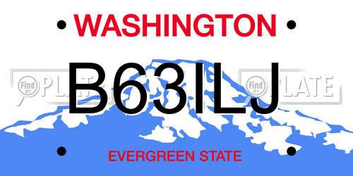 B63ILJ Washington License Plate