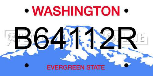 B64112R Washington License Plate