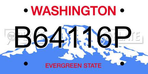 B64116P Washington License Plate