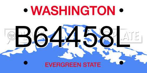 B64458L Washington License Plate