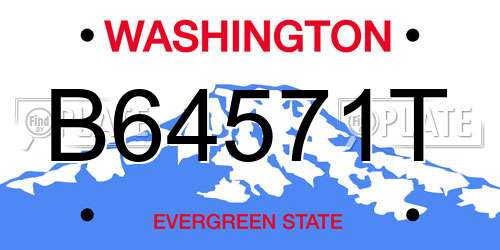 B64571T Washington License Plate
