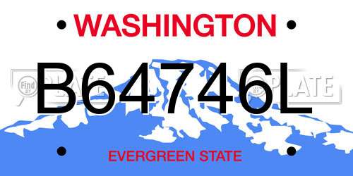 B64746L Washington License Plate