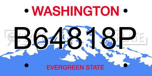 B64818P Washington License Plate