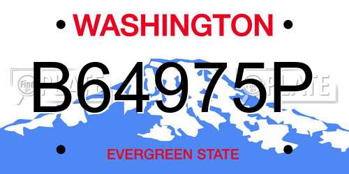B64975P Washington License Plate