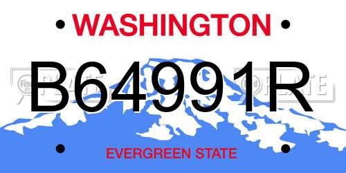 B64991R Washington License Plate