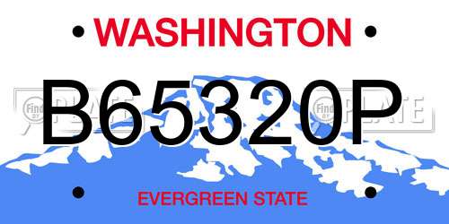 B65320P Washington License Plate