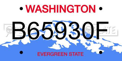 B65930F Washington License Plate