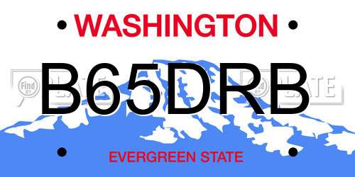 B65DRB Washington License Plate