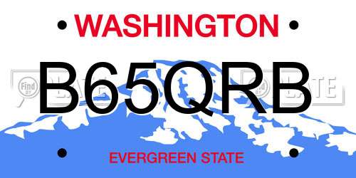B65QRB Washington License Plate