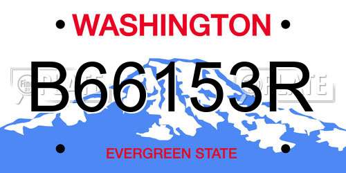 B66153R Washington License Plate
