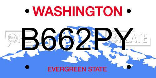 B662PY Washington License Plate