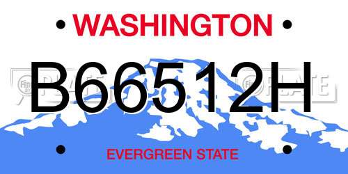 B66512H Washington License Plate