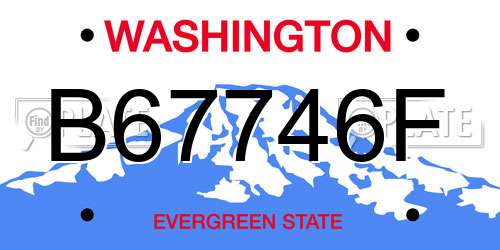 B67746F Washington License Plate