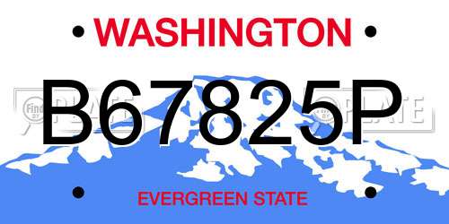 B67825P Washington License Plate