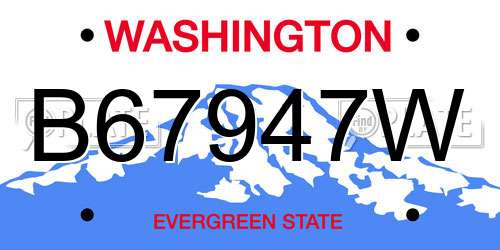B67947W Washington License Plate