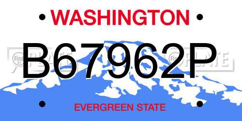 B67962P Washington License Plate