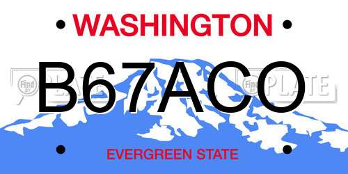 B67ACO Washington License Plate
