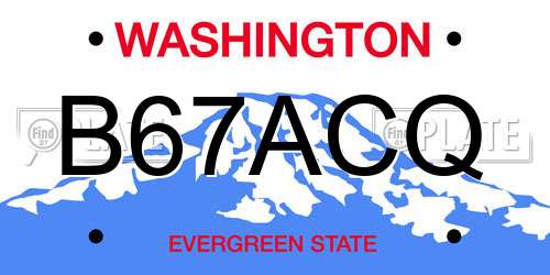 B67ACQ Washington License Plate