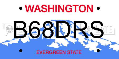 B68DRS Washington License Plate