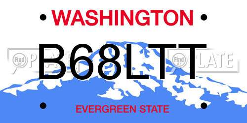 B68LTT Washington License Plate