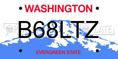 B68LTZ Washington License Plate